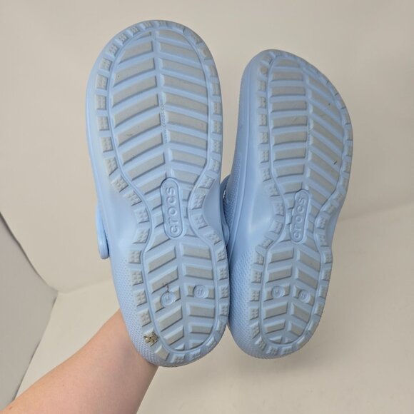 Crocs mens size 11 light blue calcite classic lined clog golf jibbitz shoes